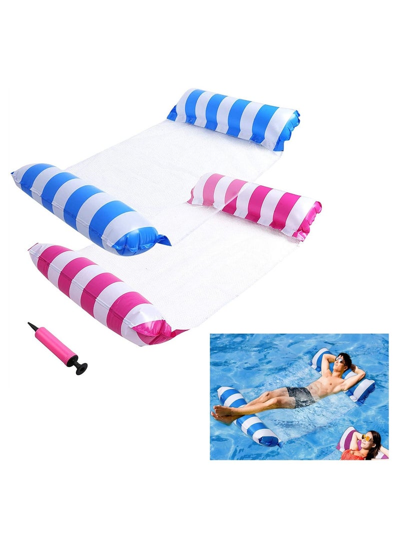 Pool Floats Adult Size, 2 Pack 4 in 1 Inflatable Pool Float Pool floaties with Air Pump, Fun Water Toys as Pool Lounger, Pool Hammock, Chair, Pool Raft, Lake Floats for Swimming Pool