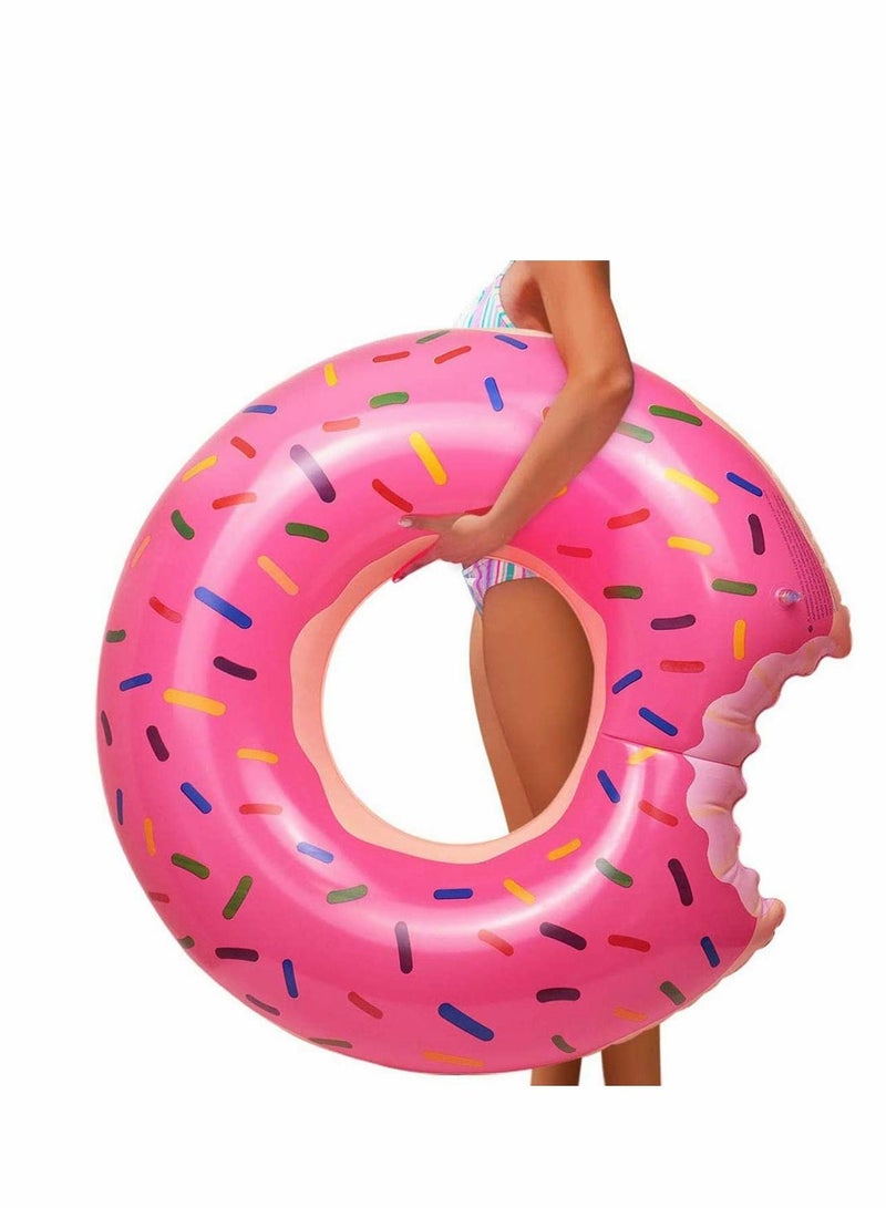 Giant Strawberry Donut Inflatable Swim Ring, Large Summer Pool Beach Toy, Swimming Tube Pool Float for Adults