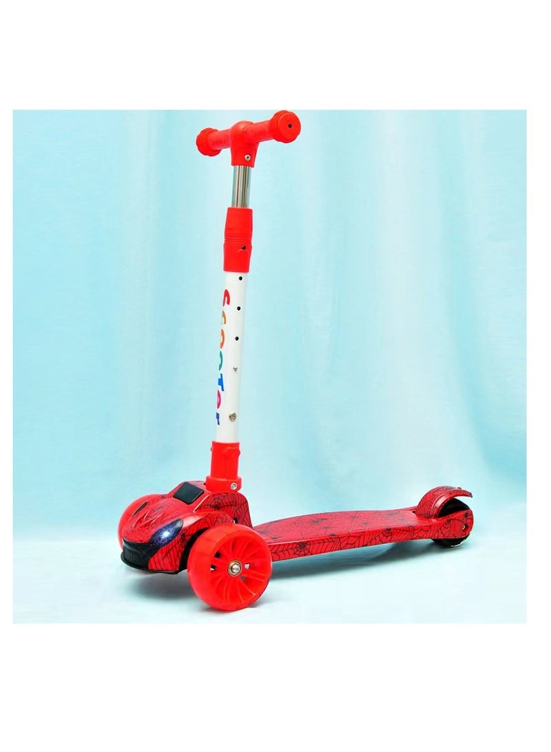 Kick Scooter for Kids, 3 Wheels Toddlers Scooter for 6 Years Old Boys Girls Learn to Steer - Kids Scooter with Adjustable Height, Extra-Wide Deck, Flashing Wheel Lights.(red)