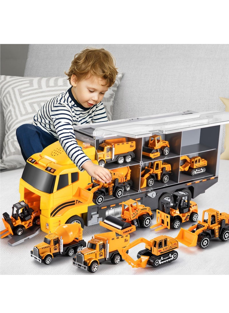 Toddler Toys for 3 4 5 6 Years Old Boys, Die-cast Construction Toys Car Carrier Vehicle Toy Set , Kids Toys Truck Alloy Metal Car Toys Set for Age 3-9 Toddlers Kids Boys & Girls