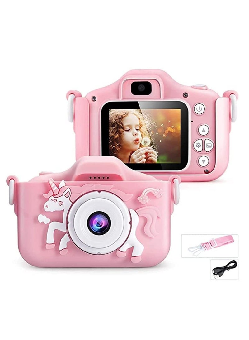 Kids Camera for Girls and Boys, Kids Digital Dual Camera 20MP Video Camcorder Anti-Drop Children Cartoon Selfie Camera, Camera for Kids with Games, Birthday Gift,32 gb mamory card supported