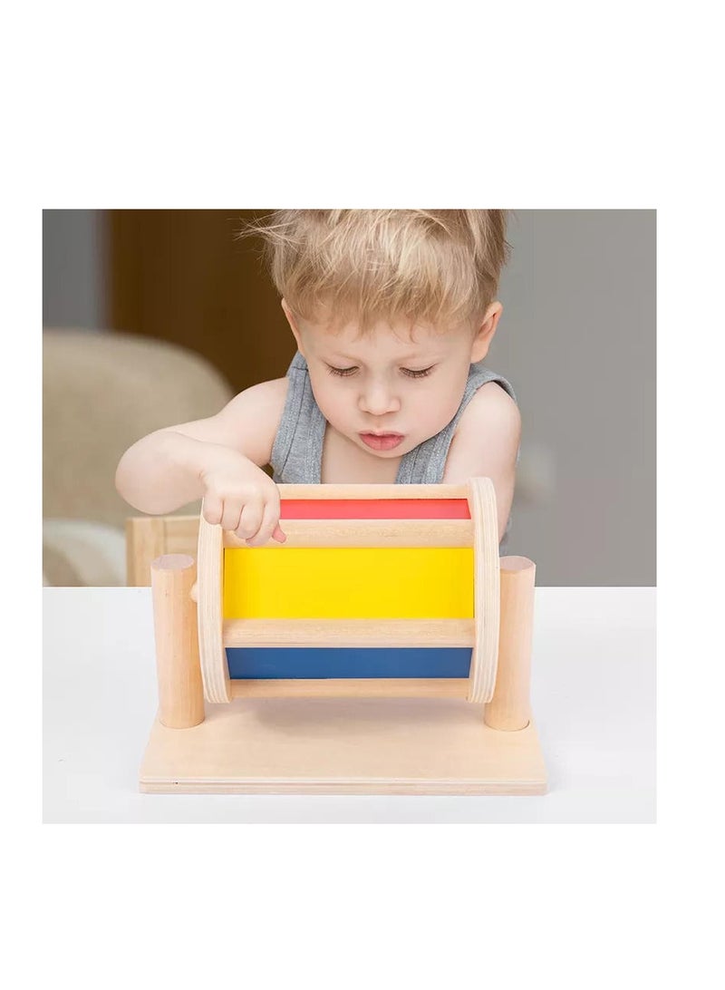 Wooden Spinning Drum Sensory Toddler Toys Learning Montessori Toys, Interesting Spinning Game for Kids Birthday Gifts for Kids