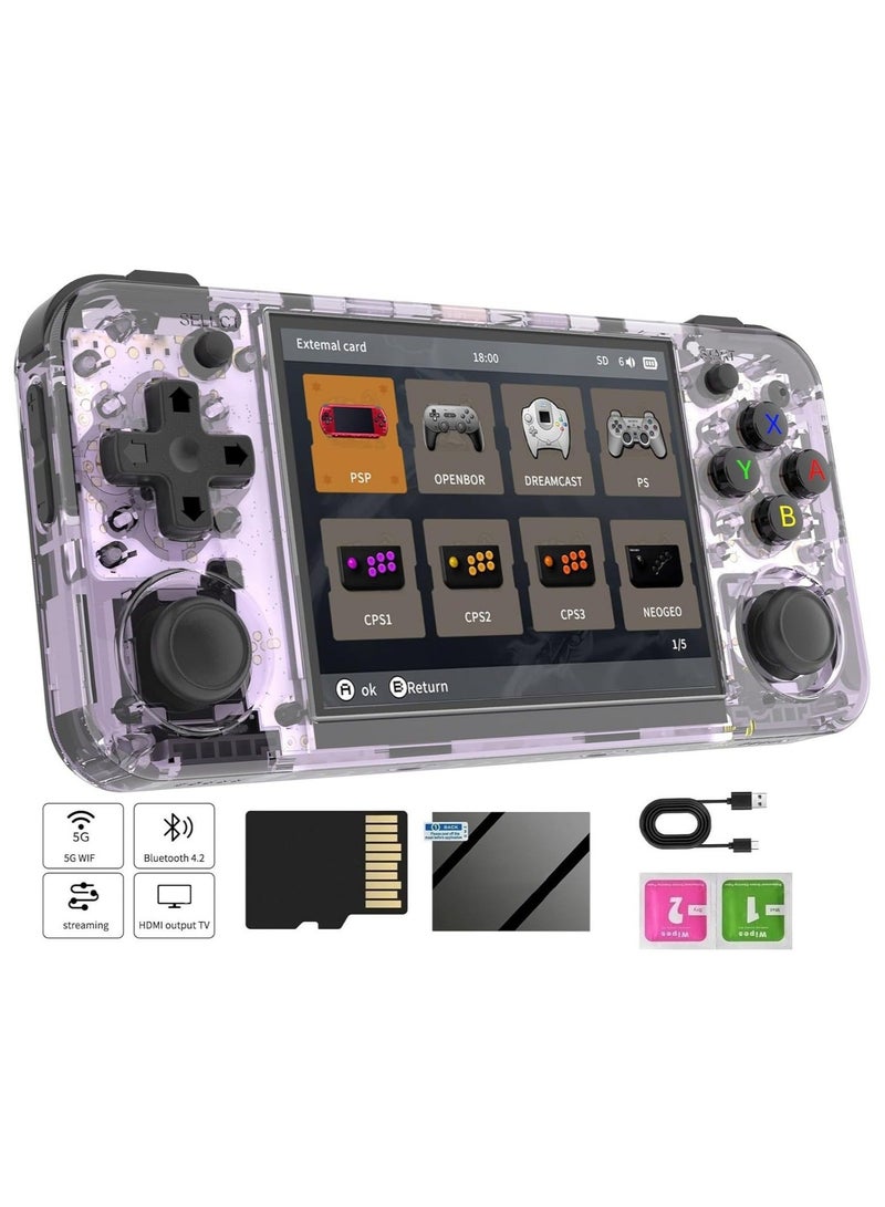 RG35XX H Retro Handheld Game Console, 3.5 Inch IPS Screen Linux System Built-in 64G TF Card 5528 Games Support HDMI TV Output 5G WiFi Bluetooth 4.2 (Purple)