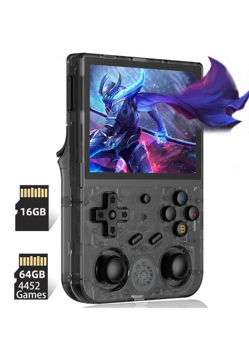 RG353V Retro Handheld Game with Dual OS Android 11 and Linux, RG353V with 64G TF Card Pre-Installed 4452 Games Supports 5G WiFi 4.2 Bluetooth (Black)