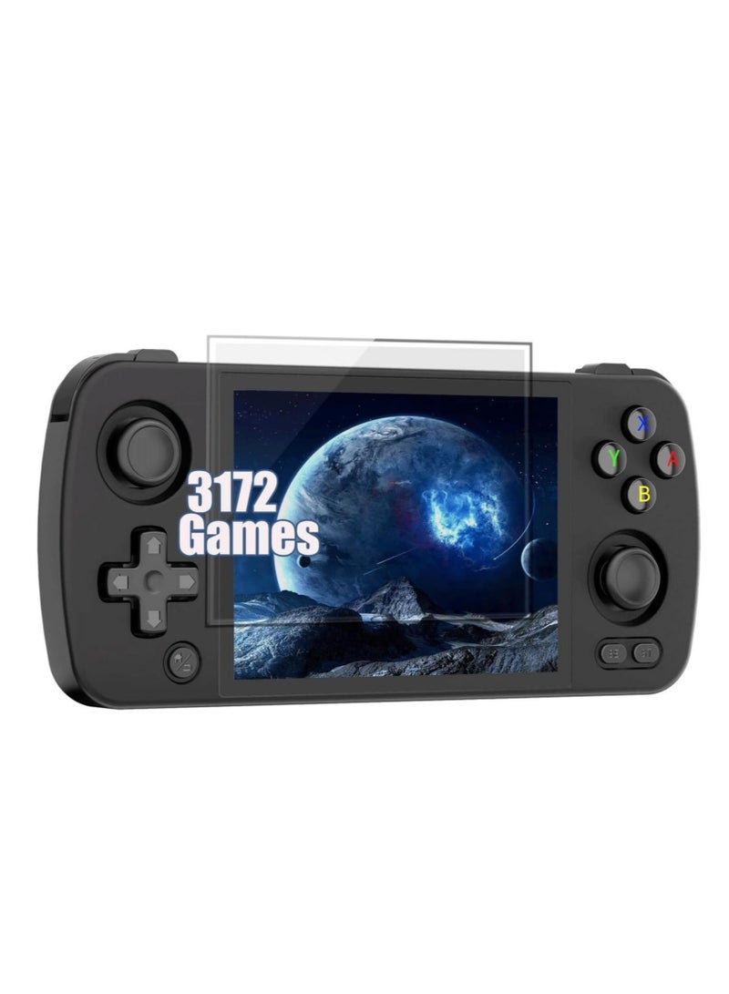 RG405M Retro Handheld Game, Aluminum Alloy Shell, Android 12 System, Comes with 128G TF Card 3172 Games Preloaded, 4-inch IPS Touch Screen (128GB+128GB, Black)