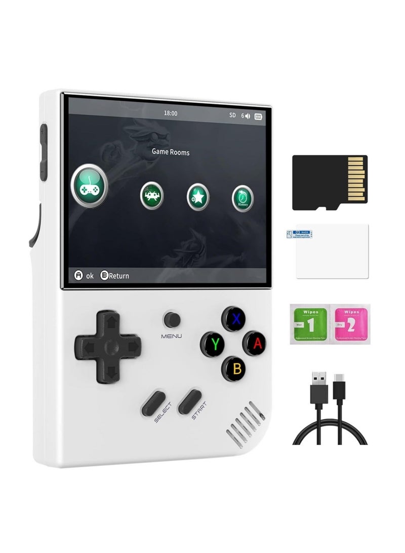 RG35XX Plus Linux Handheld Game Console, 3.5'' IPS Screen, Pre-Loaded 6900 Games, 3300mAh Battery, Supports 5G WiFi Bluetooth HDMI and TV Output (64GB, White)