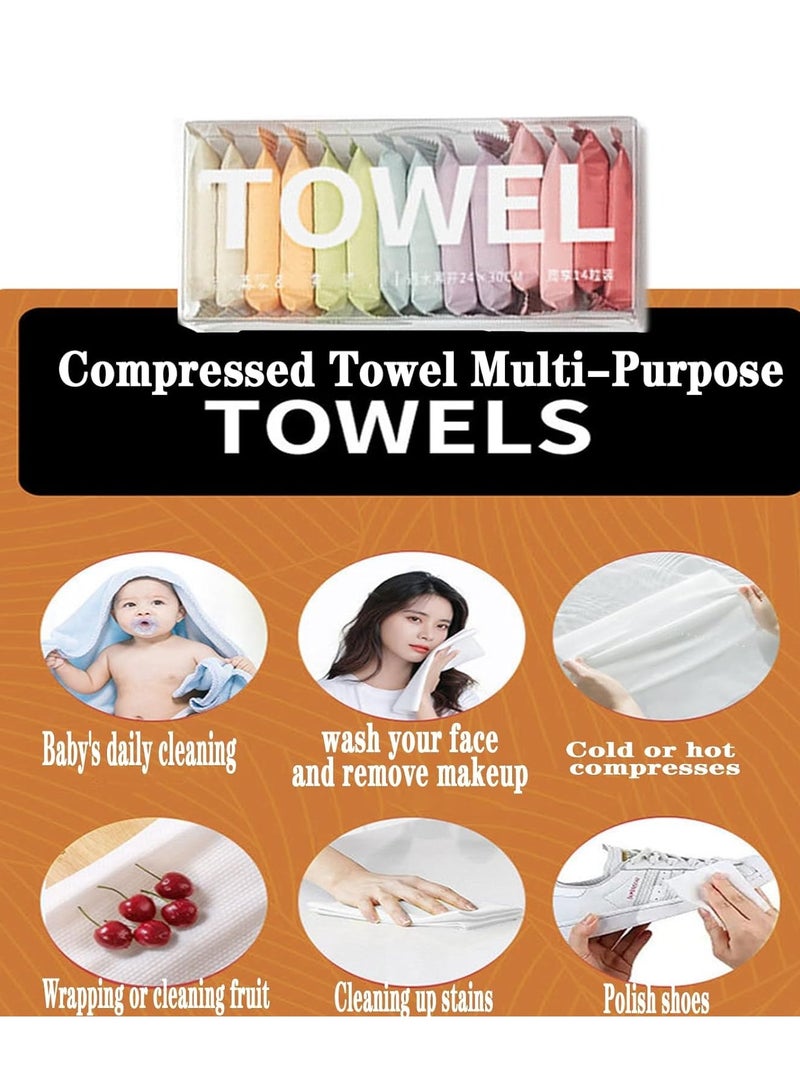 Compressed Towel Tablets, Disposable Face Compressed Towels, 11x9.5 Inches Soft Wipe Face Washcloths, Portable Coin Tissue for Outdoor Travel Camping Hiking Sport Hotel Beauty Salon (28 Pcs)