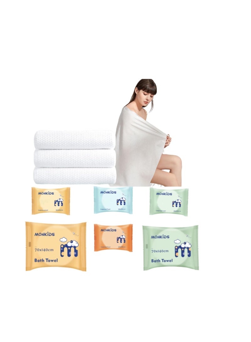 Travel Towel Set, Disposable & Reusable Towel Set - Pack of 6, Including 2PCS 55