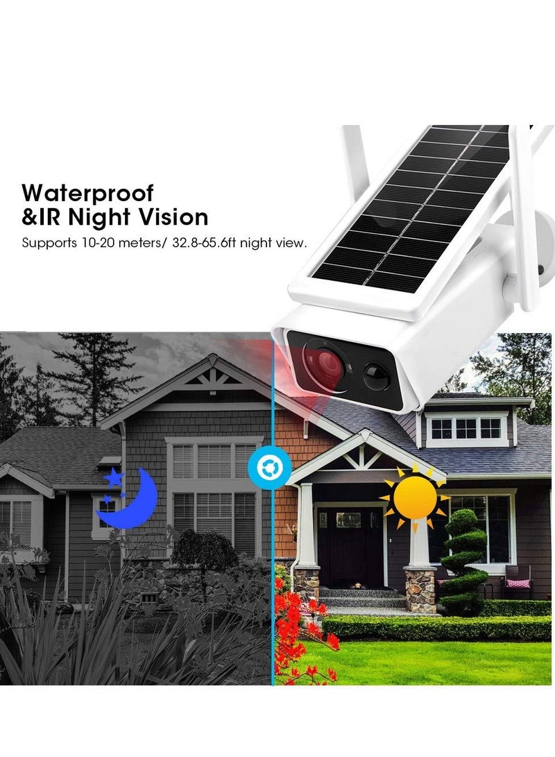 1080P Solar Surveillance Camera, IP66 Waterproof WiFi Security Camera, Support WiFi/AP Hotspot Connection, with IR Night Vision + PIR Motion Detection + Low-Power Consumption + 2 Way Audio Talk