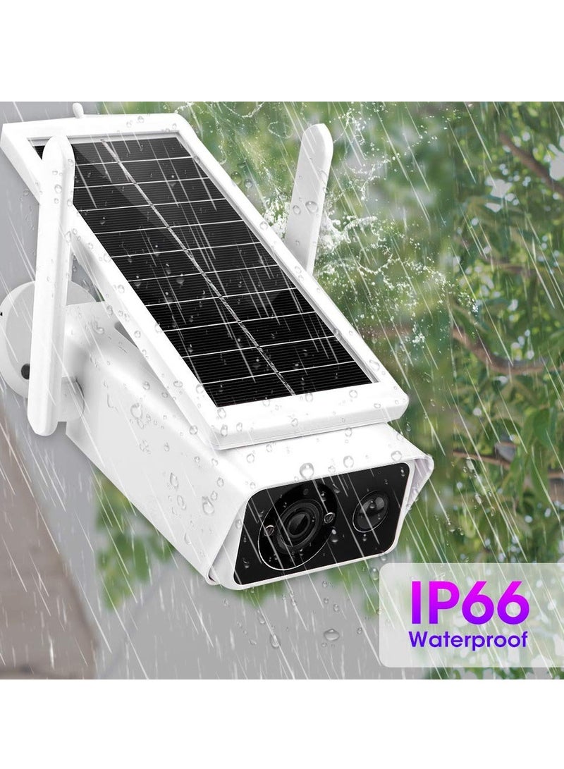 1080P Solar Surveillance Camera, IP66 Waterproof WiFi Security Camera, Support WiFi/AP Hotspot Connection, with IR Night Vision + PIR Motion Detection + Low-Power Consumption + 2 Way Audio Talk