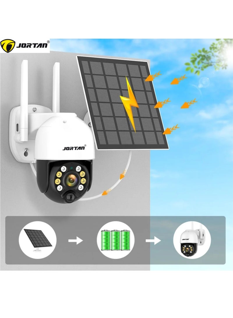 Joran 8 MP Wireless Solar Outdoor Wi-Fi PTZ Camera, Full Color Night Vision, IP66 Weatherproof, Mobile Alarm, Motion Detection, Two Way Audio, High Capacity Lithium Battery, 24/7 Recording