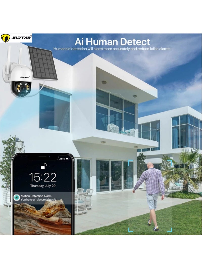 Joran 8 MP Wireless Solar Outdoor Wi-Fi PTZ Camera, Full Color Night Vision, IP66 Weatherproof, Mobile Alarm, Motion Detection, Two Way Audio, High Capacity Lithium Battery, 24/7 Recording