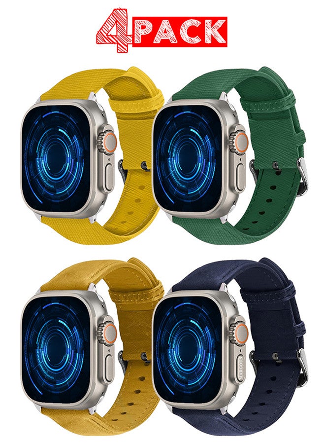 4 Pack For Apple Watch Band 49mm/45mm/44mm Leather Band Buckle Strap Wristband Compatible with Apple watch series Ultra2/Ultra/8/7/SE/5/4/3/2/1