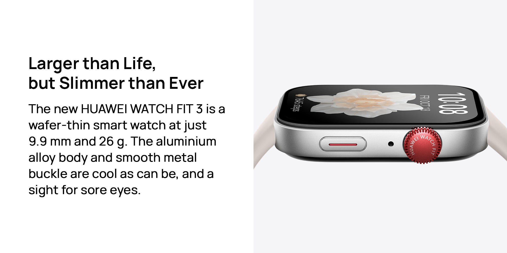 Watch Fit 3 Smartwatch, 1.82 Inch AMOLED Display, Ultra Slim Design, Scientific Workout Coach, Upgraded Health Management, Compatible With iOS And Android+ HUAWEI FreeBuds SE 2 Pink