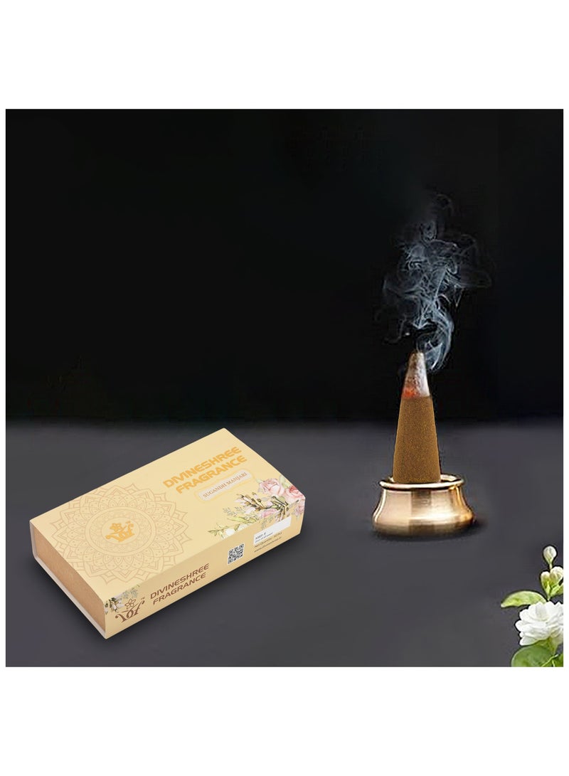 SUGANDH MANJARI Dhoop Cone 50 Pcs Box Pack | Long Lasting Fragrances -  | Made of Organic | for Puja, Aarti, Havan