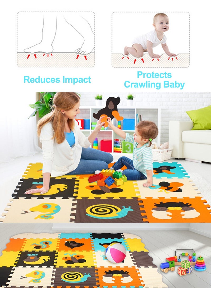 Baby Foam Play Mat for Kids Square Interlocking Puzzle Floor Mat Baby Play Mat Floor Mat Foam Puzzle Playmat for Toddlers with Fence