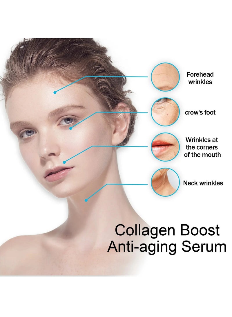 Collagen Boost Anti Aging Serum, Fast Absorbing Wrinkles Removal Face Serum, Lifting Firming Fade Fine Lines Anti Aging Essence, Moisturizing Brightening Serum For Face Wrinkles Brightening Skin