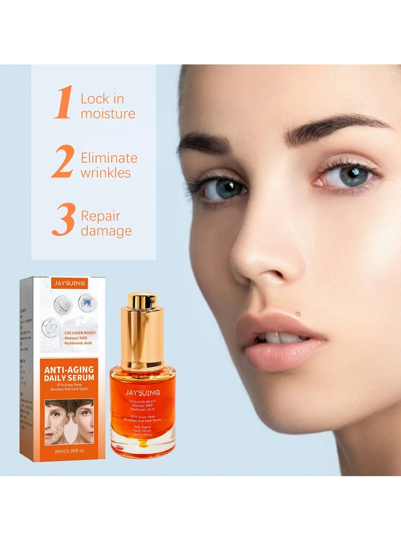 Collagen Boost Anti Aging Serum, Fast Absorbing Wrinkles Removal Face Serum, Lifting Firming Fade Fine Lines Anti Aging Essence, Moisturizing Brightening Serum For Face Wrinkles Brightening Skin
