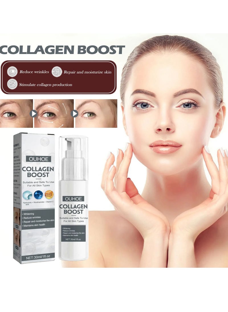 Collagen Boost Face Serum Anti-wrinkle And Anti-ageing Serum, Wrinkle Removal Anti Aging Fine Lines Moisturizer Dark Spot Corrector Essence, Fast Absorbing Gentle Facial Serum For Women