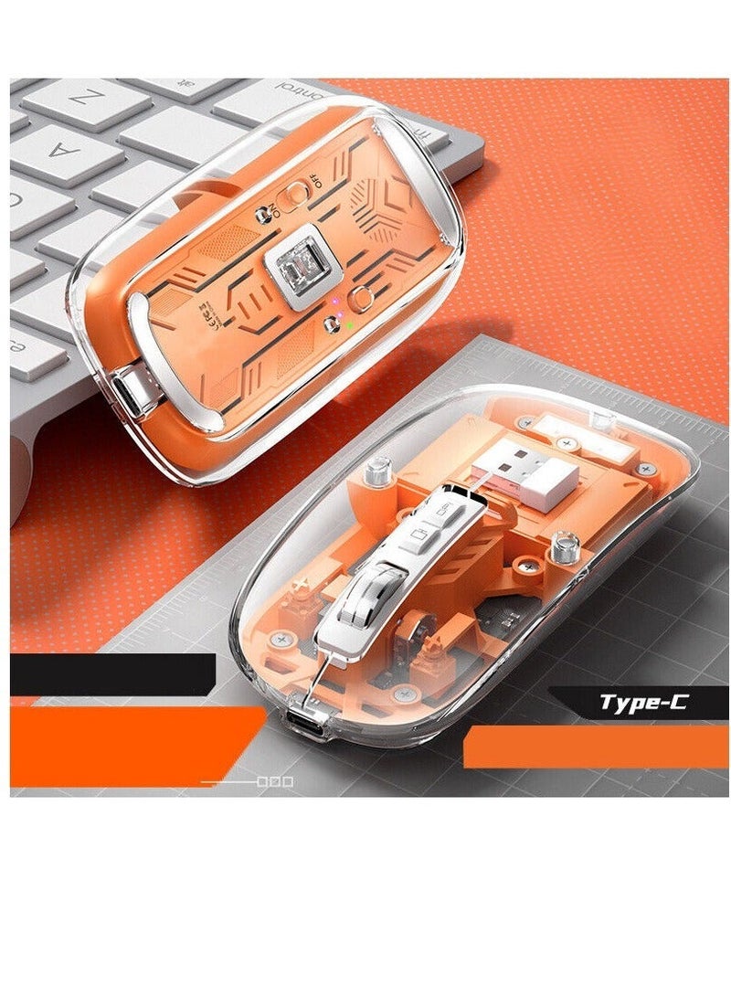 Three-mode transparent wireless mouse 2.4G/Bluetooth 5.1 silent magnetic rechargeable wireless mouse with battery display