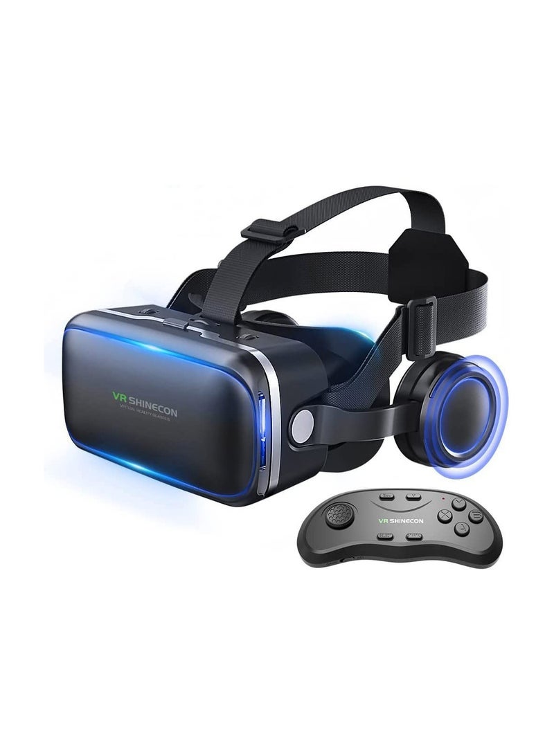 VR Set with Remote Controller, HD 3D VR Glasses Virtual Reality Headset for VR Games and 3D Movies, VR Goggles for Smartphones Compatible 4.7-6 inch