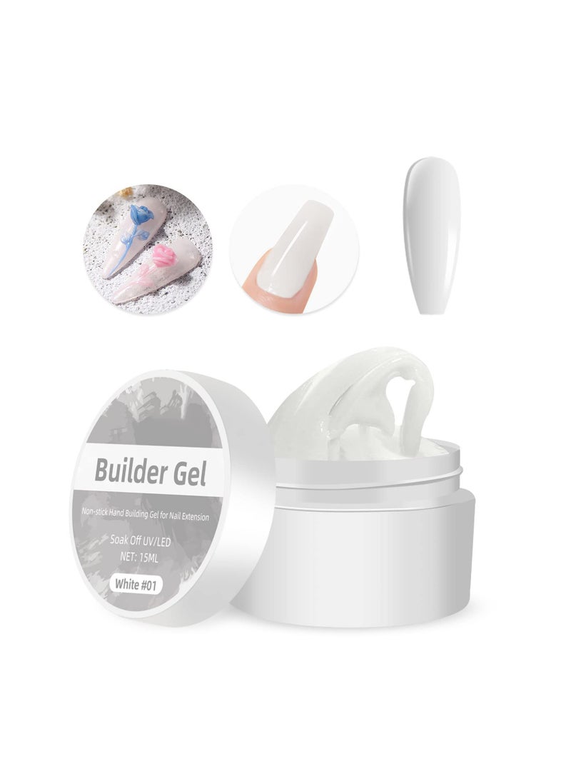 Solid Sculpture Builder Gel for Nails, SYOSI Nail Sculpting Gel, Non-Sticky Hand Solid Builder Gel, Upgrade Hard Nail Extension Gel,3d sculpting gel for Nail Art Design Salon Nail Art(White Color)
