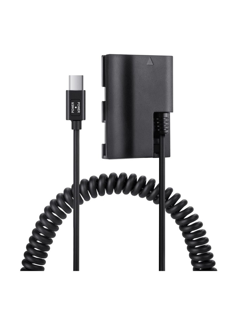 LP-E6 Dummy Battery Decoded, LP-E6 Battery Replacement with Type-C Spring Power Adapter Cable for Canon EOS R R5 R6 5DS 5DSR 90D 80D 70D 60D 5D Mark II III IV 6D Mark II 7D Mark II Cameras