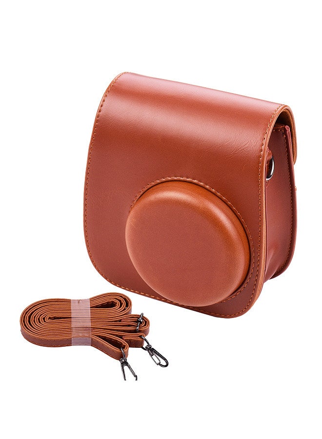 Portable Instant Camera Case Bag Holder PU Leather with Shoulder Strap Compatible with Fujifilm Fuji Instax Mini 11