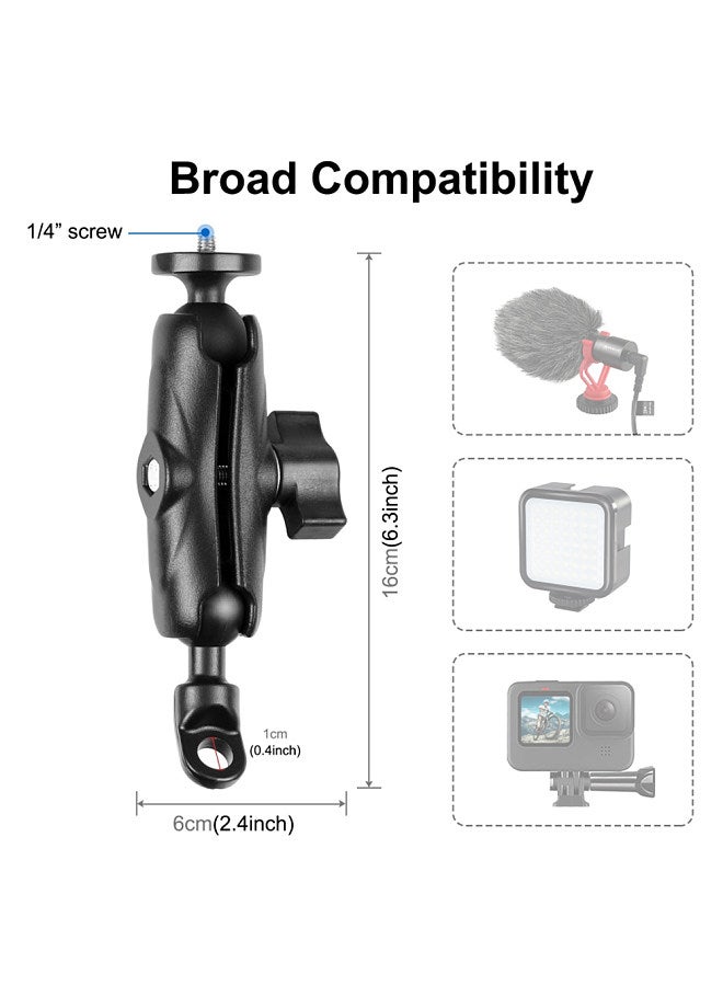 PU702B Motorbike Rear-view Mirror Mount Bracket Motorcycle Sports Camera Holder 1/4 Inch Screw with Sports Camera Mounting Adapter Replacement for GoPro Hero 11/10/9/8 INSTA360 ONE/ X2/ X3/GO2