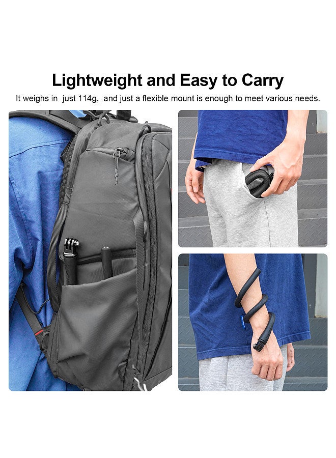 TE-FM-003 20.4in Phone Holder Flexible Phone Stand Camera Stand Gooseneck Arm 360°Twistable 300g/0.66lbs Load Capacity with 1/4in Threaded Hole Sports Camera Adpater & Phone Clip