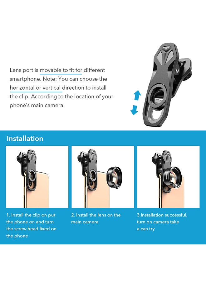 APL-HB100mm Universal Smartphone Macro Lens 4K HD Phone Camera Lens No Distortion Blurry Background Compatible with iPhone 11/XS/XS Max/XR/X/8/8 Plus