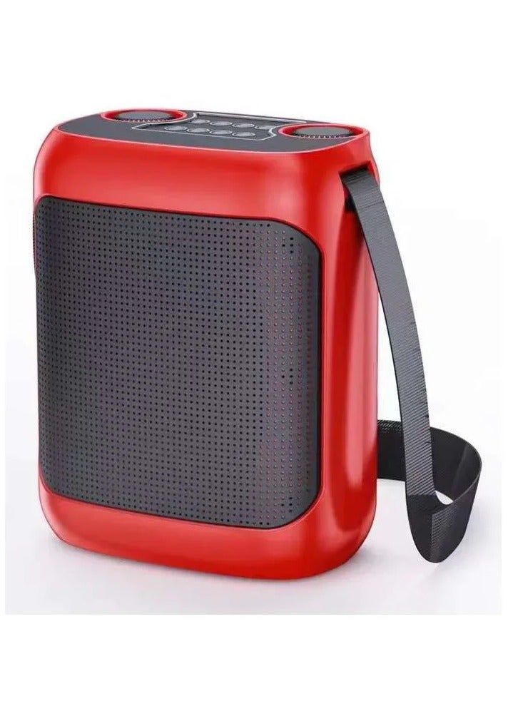 YS-220 Outdoor Karaoke Speaker Big Strap Speaker With Dual UHF Wireless Microphone Red