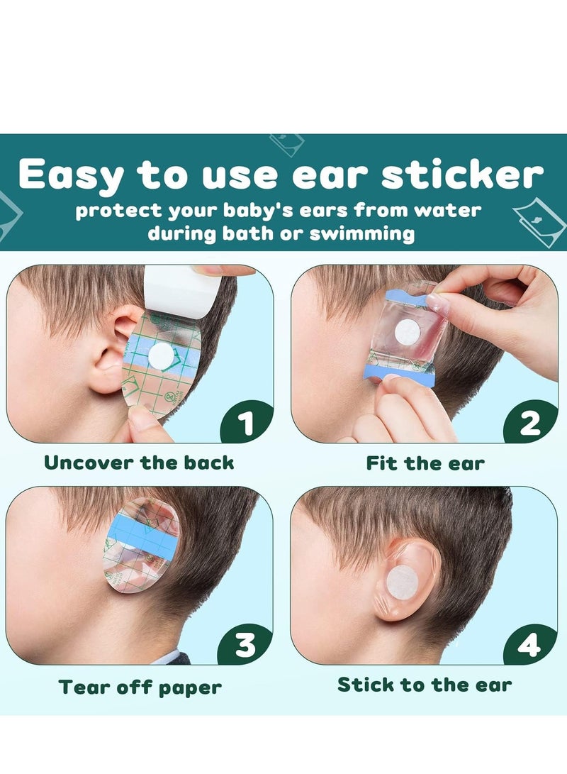 Baby Waterproof Ear Stickers, Waterproof Ear Stickers, Newborn Ear Plugs Kids Disposable Ear Tape Ear Protectors Showering Surfing Snorkeling And Other Water Sport For Adults And Children