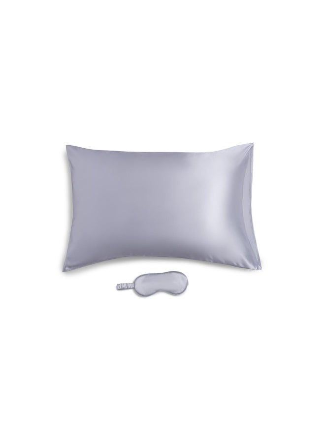 Luxury Silk Pillow Case Travel Set - Silver