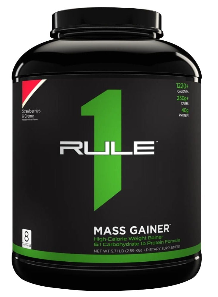 Rule 1 Mass Gainer, Increase muscle mass and size, Support muscle growth and repair, Strawberries Cream Flavor, 5.78 Lbs