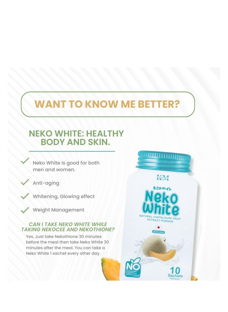 Authentic KM Neko White Natural Cantaloupe Fruit Extract Powder Drink 18g (10 Sachets)