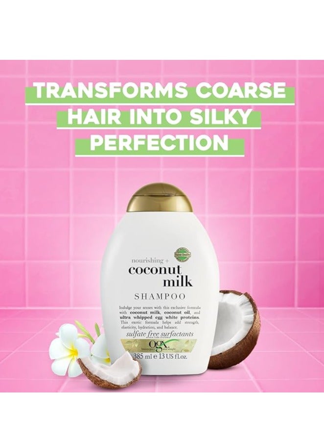 Pack of 2 OGX Shampoo Nourishing Coconut Milk  New Gentle And Ph Balanced Formula 385ml