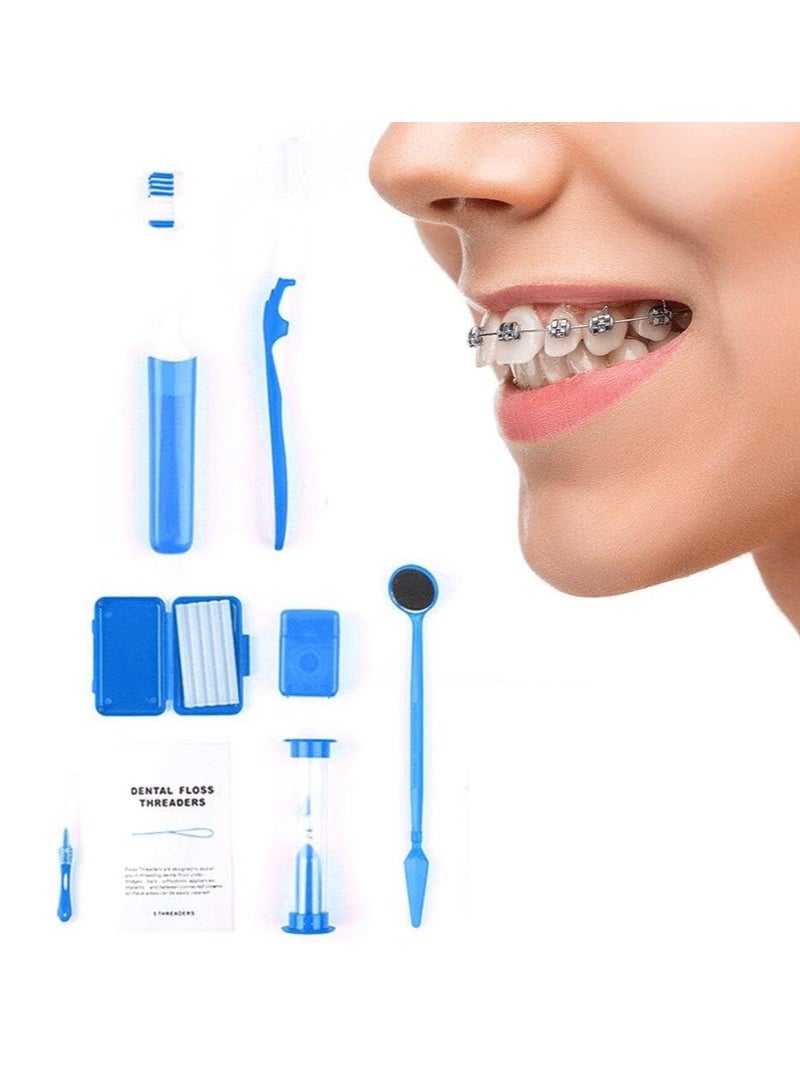 Portable Orthodontic Oral Care Kit (Blue & Red)