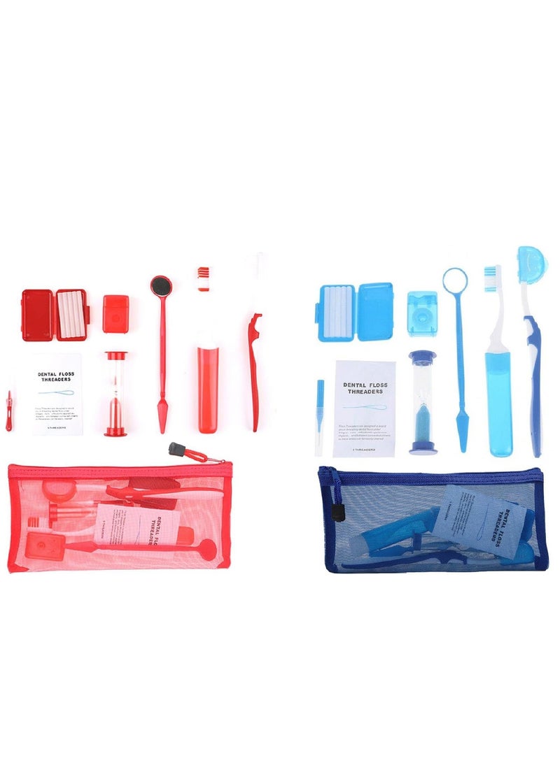 Portable Orthodontic Oral Care Kit (Blue & Red)