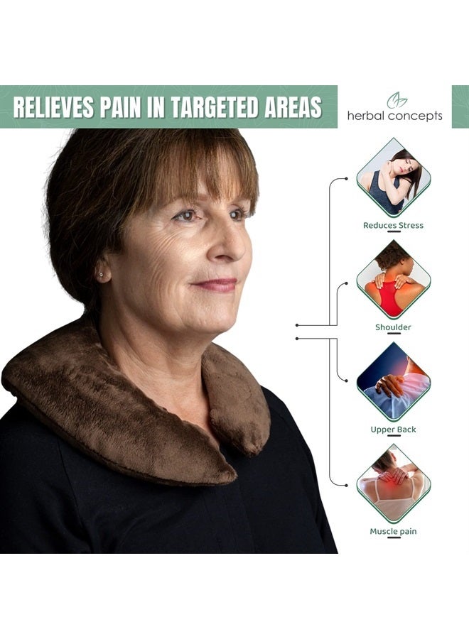 Aromatherapy Horse Shoe Shaped Microwaveable Wrap Made of Organic Flaxseed, Yellow Dock, & Lemon Grass for Neck | Neck Wrap Relieves Stress & Pain | Available in Blue