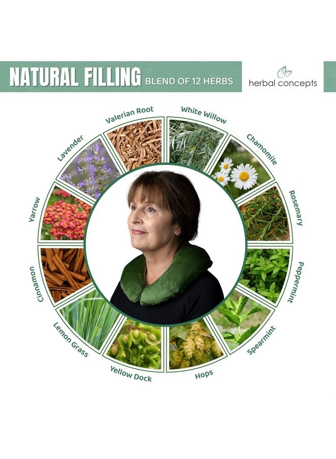 Aromatherapy Horse Shoe Shaped Microwaveable Wrap Made of Organic Flaxseed, Yellow Dock, & Lemon Grass for Neck | Neck Wrap Relieves Stress & Pain | Available in Blue