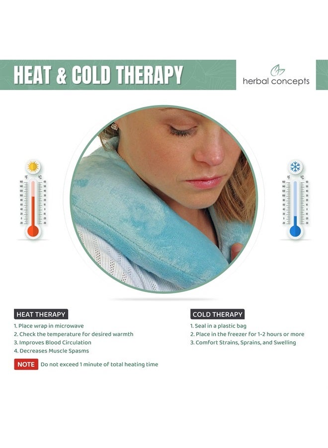 Aromatherapy Horse Shoe Shaped Microwaveable Wrap Made of Organic Flaxseed, Yellow Dock, & Lemon Grass for Neck | Neck Wrap Relieves Stress & Pain | Available in Blue