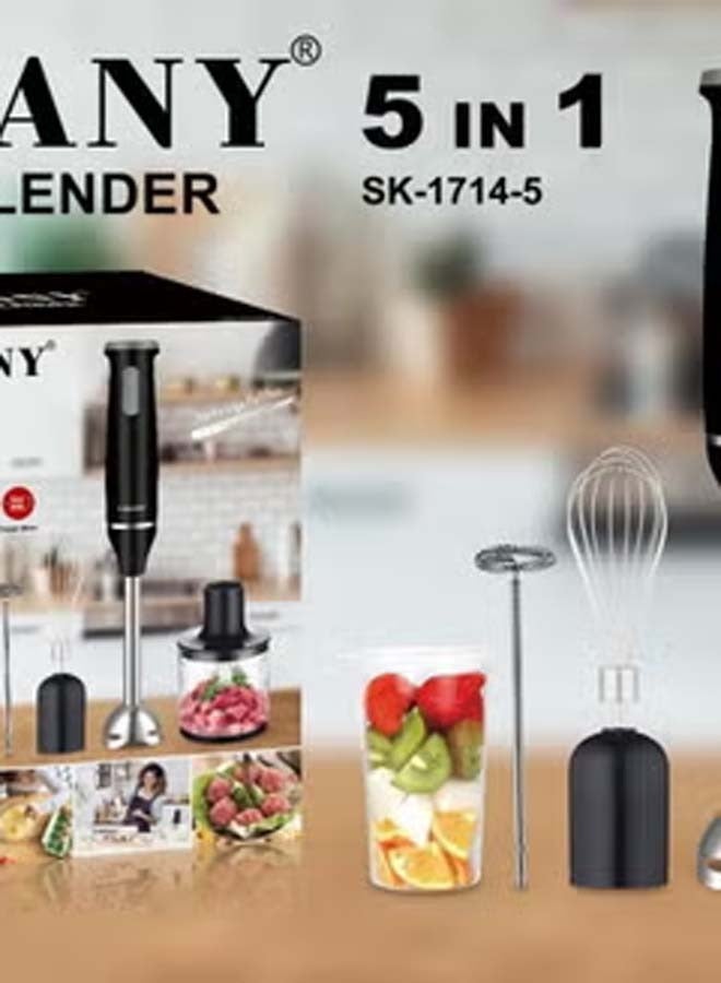 5 in 1 Blender Electric Food Mixer Kitchen Detachable Hand Blender Egg Beater Vegetable Stand Blend Stainless Steel Blade