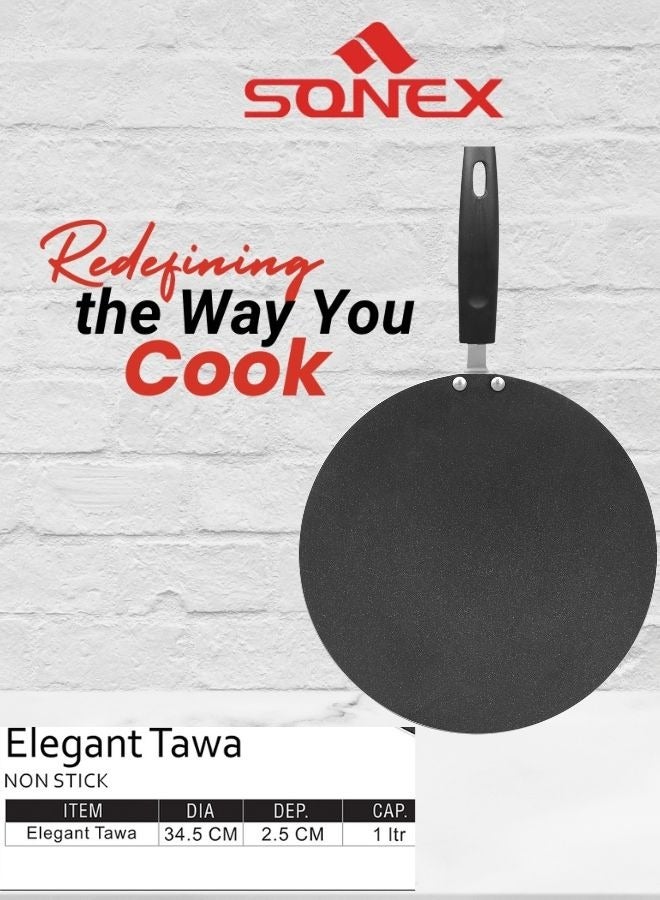 Sonex Elegant Hot Tawa 34.5 Cm, Premium Non Stick Hot Tawa, Ideal for Pancakes, Crepes, Dosa,Eggs, Roti & More, Bakelite Heat Resistant Handle, Durable, Even Heating, Easy to Clean