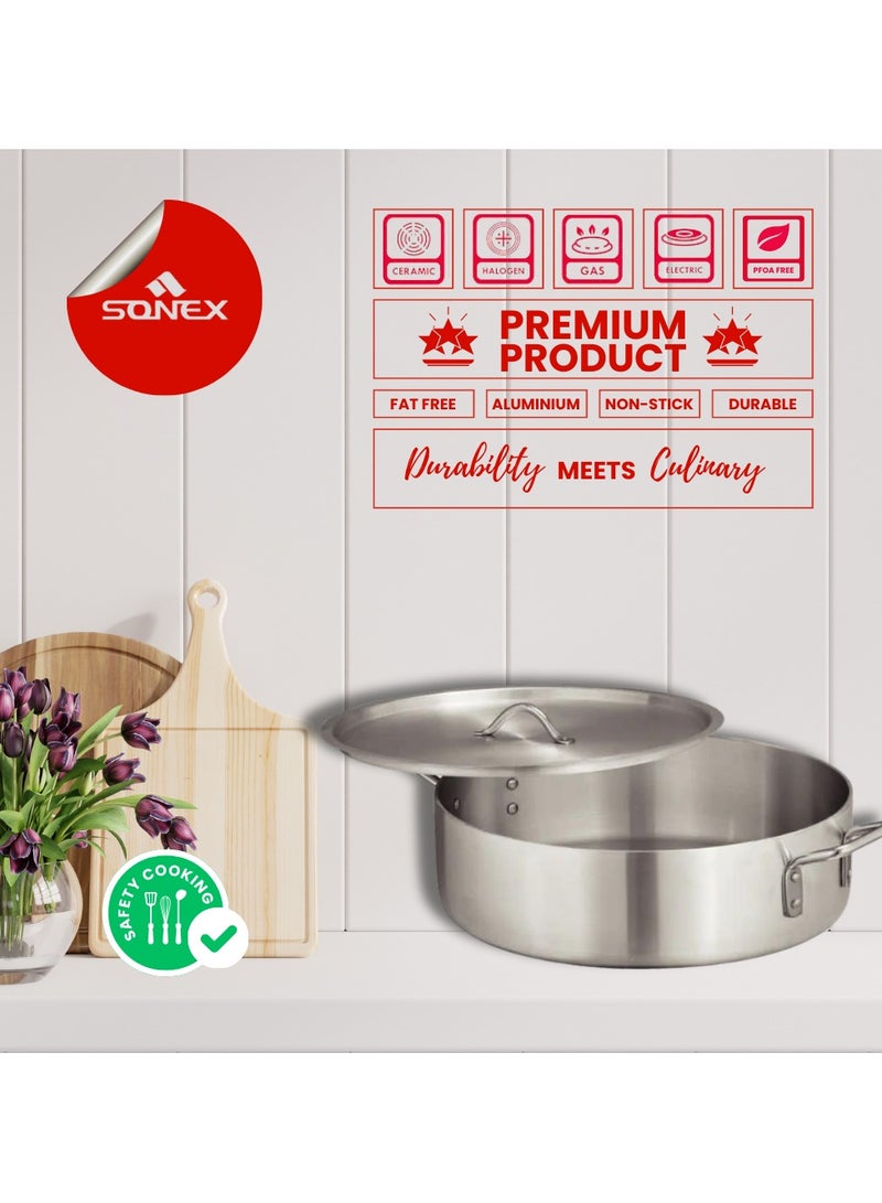 Sonex Brazier Olympia Classic Cooking Pot Set 1X4, Compact & Durable Cookware Bundle, Firm Grip Handles, Commercial Category 4 Pots And 4 Lids, Easy To Clean, Metal Finish, 35.5/40.5/46/51Cm