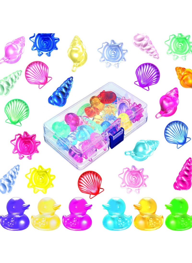 24 Pieces Diving Gem Pool Toy Ocean Theme Colorful Diamond Set Marine Animals Summer Swimming Dive Throw Acrylic Gemstones