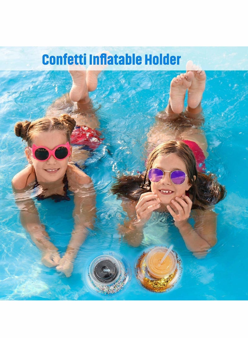 Inflatable Drink Holder, Confetti Drink Pool Floats Inflatable Cup Coasters Cup Drink Holders for Summer Pool Party Supplies and Fun Bath Shower Toys (10 Pieces)