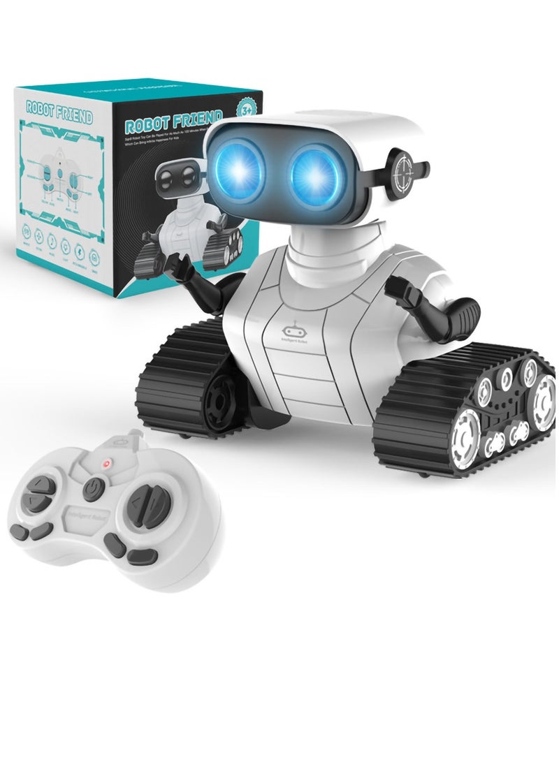 Robot Toys, Rechargeable RC Robot for Boys and Girls, Remote Control Toy with Music and LED Eyes, Gift for Children Age 3 Years and Up