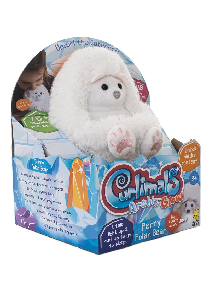 Curlimals Arctic Glow Perry Polar Bear Interactive Soft Toy With Over 75 Sounds and Reactions Responds to Touch with Lights Cuddly Fun Arctic Animal Gift For Girls and Boys Age 3+, White