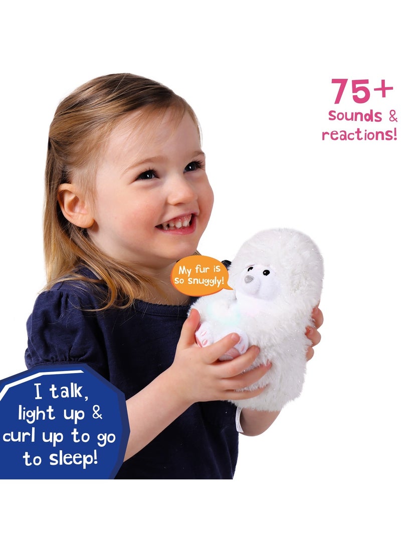 Curlimals Arctic Glow Perry Polar Bear Interactive Soft Toy With Over 75 Sounds and Reactions Responds to Touch with Lights Cuddly Fun Arctic Animal Gift For Girls and Boys Age 3+, White